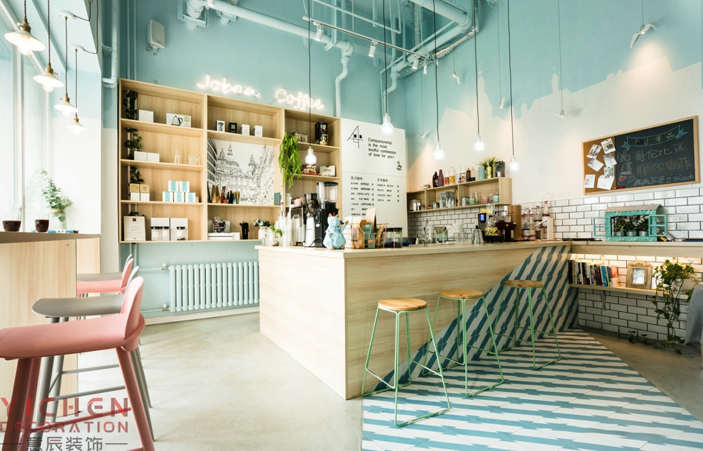 loft藍色甜品店裝修實景圖
