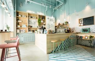 loft藍色主題甜品店裝修實景圖