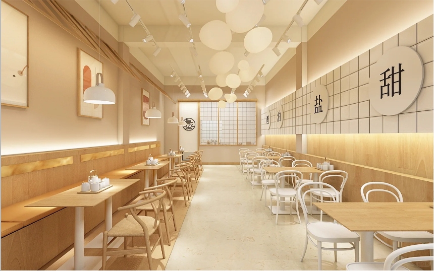原木色小吃店裝修設計